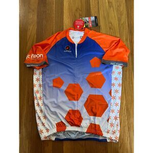 Pactimo‎ Men's Blue/Orange SS Cycling Jersey Size Medium NWT